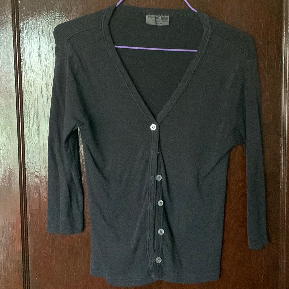 Black 3/4 Sleeve Crop Sweater